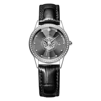 Bewegung Diamond Encrusted Watch der Damen-Diamond Studded Watches Leather Quartz