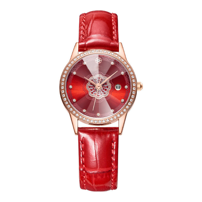 Bewegung Diamond Encrusted Watch der Damen-Diamond Studded Watches Leather Quartz
