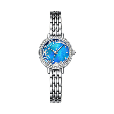 Metallperlmuttskala passt Diamond Bracelet Watches der überzogenen Glasspiegel-Frauen auf