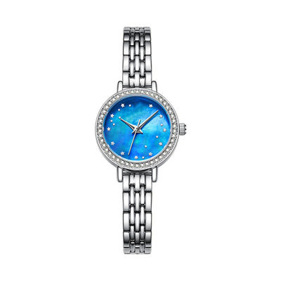 Metallperlmuttskala passt Diamond Bracelet Watches der überzogenen Glasspiegel-Frauen auf