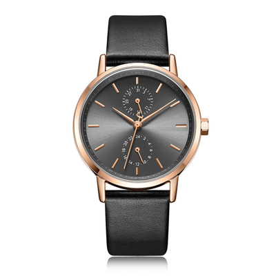 Die zufällige lederne Uhr Pin Buckle Tempered Glass Waterproof der kleinen Skala-Frauen
