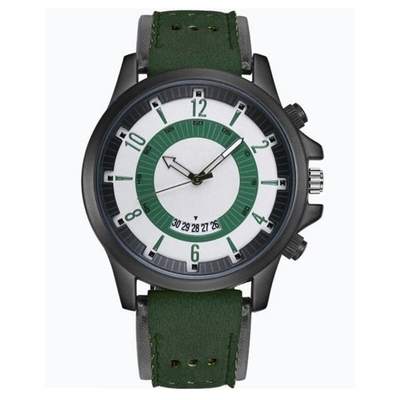 Die Armbanduhr-schwarze zufällige Uhr-Lederbände Quarzwerk-der großen Skala-Männer 23cm