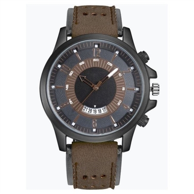 Die Armbanduhr-schwarze zufällige Uhr-Lederbände Quarzwerk-der großen Skala-Männer 23cm