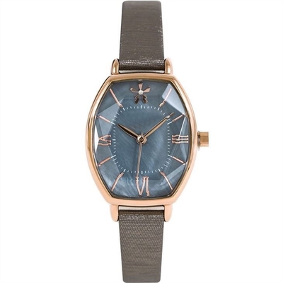 Weibliche 2035 Legierungs-Quarz-Armbanduhr-Lederband-Silber-Frauen