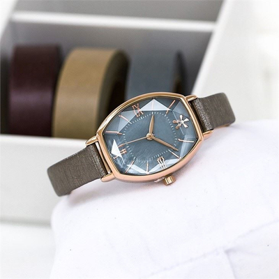 Weibliche 2035 Legierungs-Quarz-Armbanduhr-Lederband-Silber-Frauen