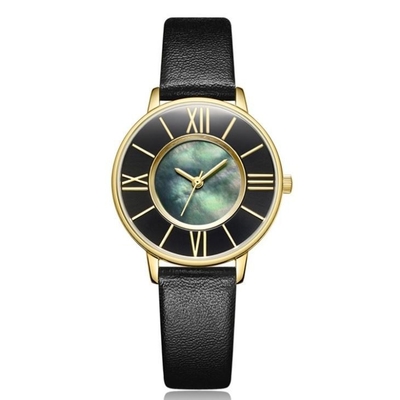 Pin Buckle Women Quartz Wrist-Uhr-Lederband Shell Dial
