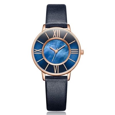 Pin Buckle Women Quartz Wrist-Uhr-Lederband Shell Dial