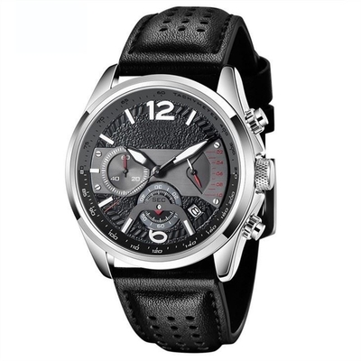 Multifunktionslederband-Chronograph-Lebens-wasserdichte 30 Meter für Sport