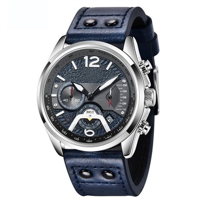 Multifunktionslederband-Chronograph-Lebens-wasserdichte 30 Meter für Sport