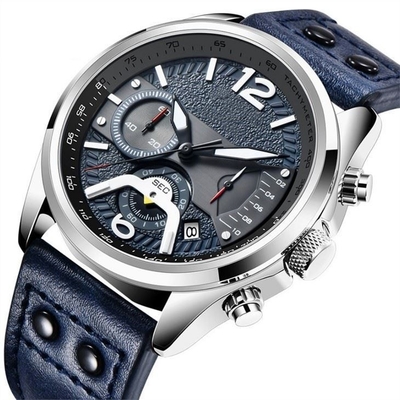 Multifunktionslederband-Chronograph-Lebens-wasserdichte 30 Meter für Sport