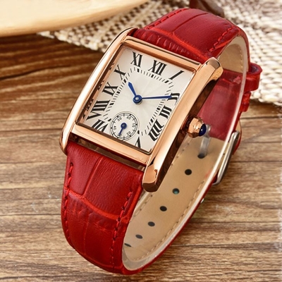 Pin Buckle Alloy Square Case-Uhr-quadratische Skala-Uhren für Damen