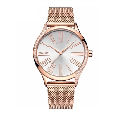 Der Quarz-Edelstahl-Uhr Diamond Casual Watches der festen Stahlschnallen-Frauen
