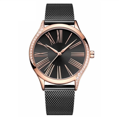 Der Quarz-Edelstahl-Uhr Diamond Casual Watches der festen Stahlschnallen-Frauen