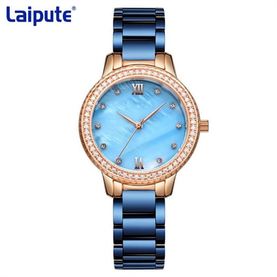 Schildkröten-Diamond Watch der hinteren Schnallen-Edelstahl-Armband-Uhr-Quarzwerk-Frauen