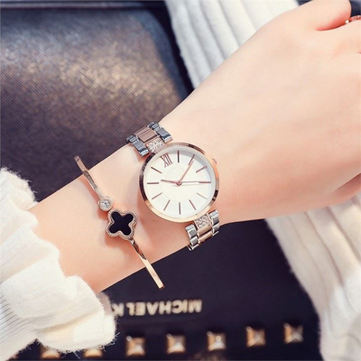 Quarzwerk-Edelstahl-Gurt-Uhr Diamond Metal Mesh Watch Band