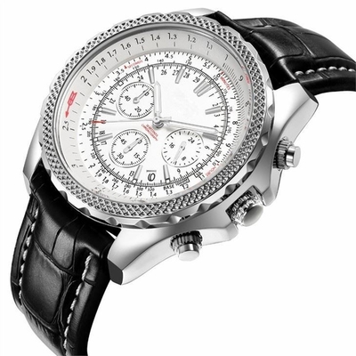 Die Chronograph-Quarzwerk-Lederband-analoge Uhr der faltenden Verschluss-Männer