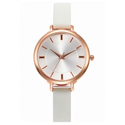 Die Uhr der Legierungs-Kasten-Frauen-Quarz-Armbanduhr-elegante Schrauben-Kronen-ledernen Frauen