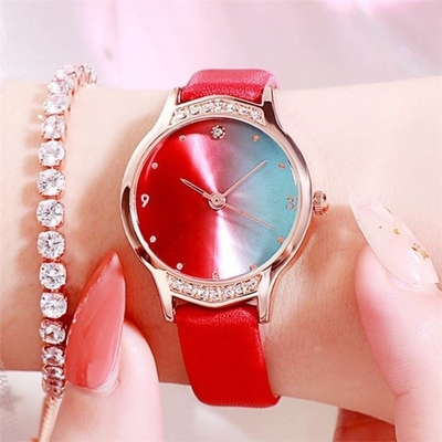 Diamond Watches Laipute-Frauen verhärtete Luxus- PU-Bügel Glas-Diamond Bezel Watch