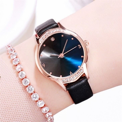 Diamond Watches Laipute-Frauen verhärtete Luxus- PU-Bügel Glas-Diamond Bezel Watch