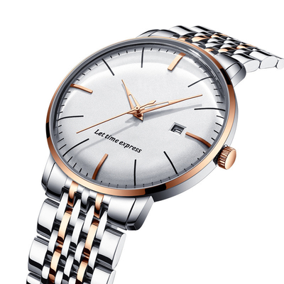Wasser-beständige automatische Quarz-Uhr-Quarzwerk-Edelstahl-Rückseite