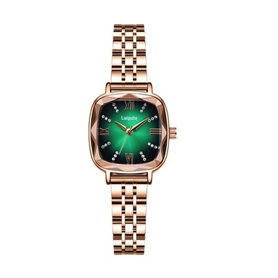 Der Edelstahl-Armband-Uhr-doppelte Presse-Schmetterlings-Verschluss-Sonnendurchbruch-Skala der Quadrat-Frauen
