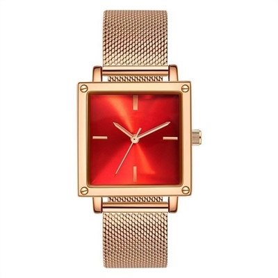 Lederne/Skala-Skala Mesh Strap Women Quartz Wrist-Uhr-30M Life Waterproof Square nicht
