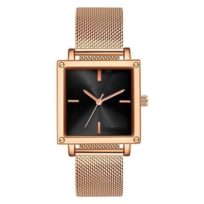 Lederne/Skala-Skala Mesh Strap Women Quartz Wrist-Uhr-30M Life Waterproof Square nicht