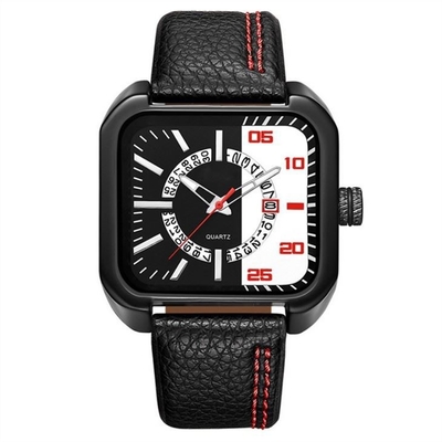 30M Waterproof Mens Square Uhr mit ledernes Band-quadratischer Leder-Uhr