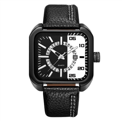30M Waterproof Mens Square Uhr mit ledernes Band-quadratischer Leder-Uhr