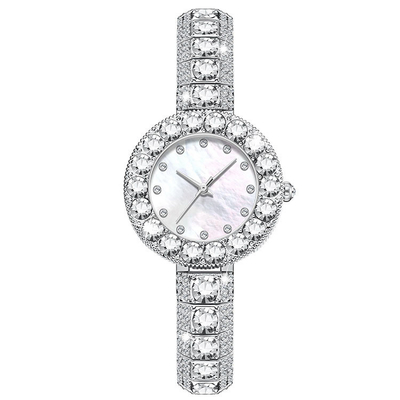 Arbeiten Sie hellen Luxusfrauen Quarz-Armbanduhr mit Diamond Waterproof um