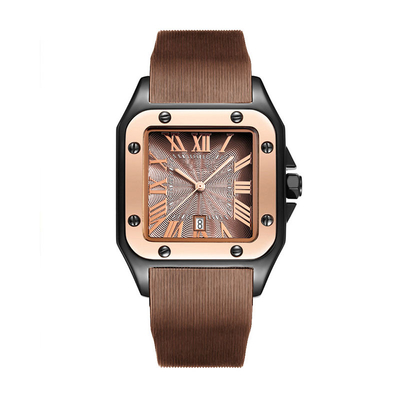 Quadratische Silikon-Bügel-Quarz-Armbanduhr wasserdichter Roman Vintage