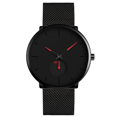 Geschäfts-Edelstahl-Quarz-Armbanduhr imprägniern die Uhr-einfache Mode der Männer