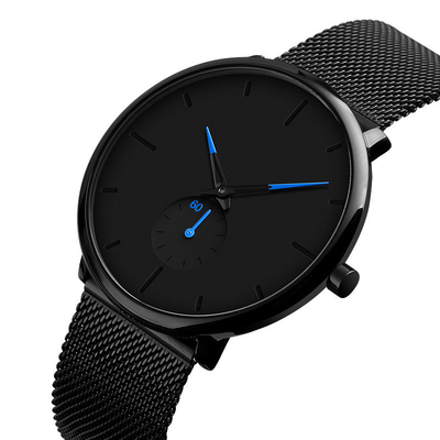 Geschäfts-Edelstahl-Quarz-Armbanduhr imprägniern die Uhr-einfache Mode der Männer