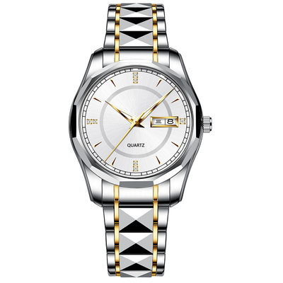 Wolframimprägniern stahlkalender-Quarz-Uhr die Armbanduhren der Männer