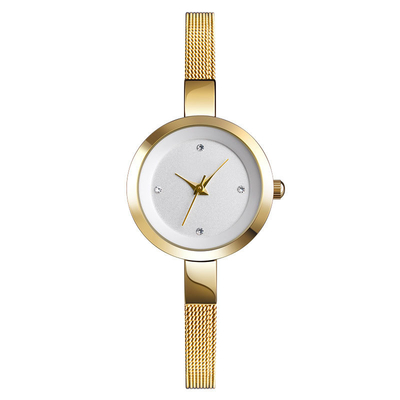 Der Edelstahl-Armband-Uhr-Mineral der wasserdichten Frauen verstärkte Glasskala-Fenster
