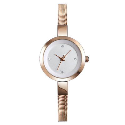 Der Edelstahl-Armband-Uhr-Mineral der wasserdichten Frauen verstärkte Glasskala-Fenster