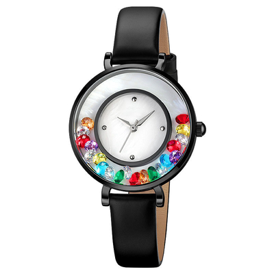 Modische und elegante Edelsteinuhr, Quarzuhr aus Legierung für Damen