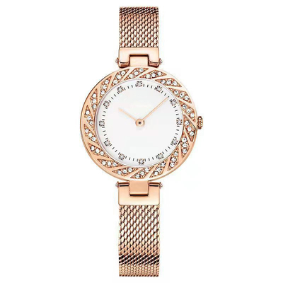 Diamond Fashion Wrist Watch Bezel-Bohrgerät Mesh Belt Ladys Watch