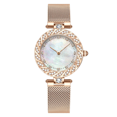 Diamond Fashion Wrist Watch Bezel-Bohrgerät Mesh Belt Ladys Watch