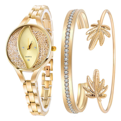 CER ROHS Mode-Damen-Quarz-Uhr Diamond Bracelet Set
