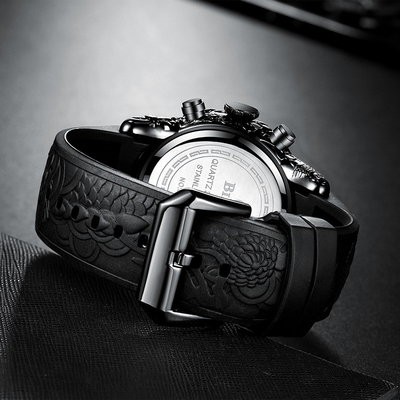 Die Uhr-Chronograph-wasserdichtes Datums-analoger Quarz 3D Dragon Design Frog Tape der großen Skala-Männer
