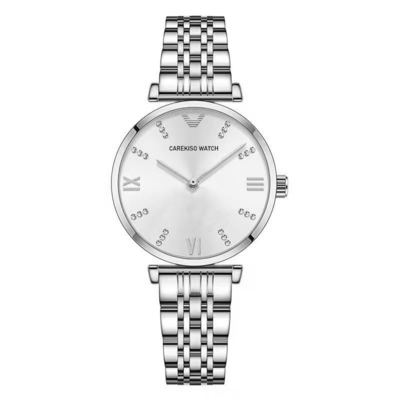 Frauen-Quarz-Armbanduhr aus Edelstahl mit Zeitanzeige
