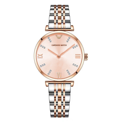Frauen-Quarz-Armbanduhr aus Edelstahl mit Zeitanzeige
