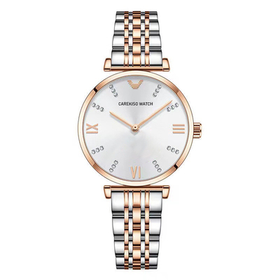 Frauen-Quarz-Armbanduhr aus Edelstahl mit Zeitanzeige