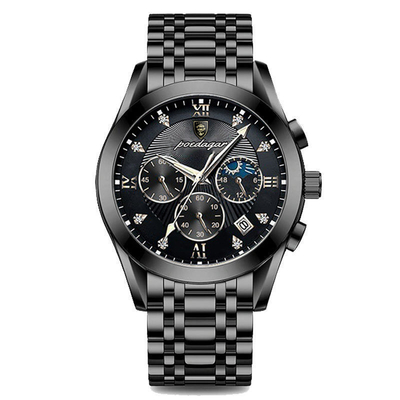 Edelstahl-Quarz-Armbanduhr mit 43 mm Gehäuse Durchmesser und Quarz-Bewegung