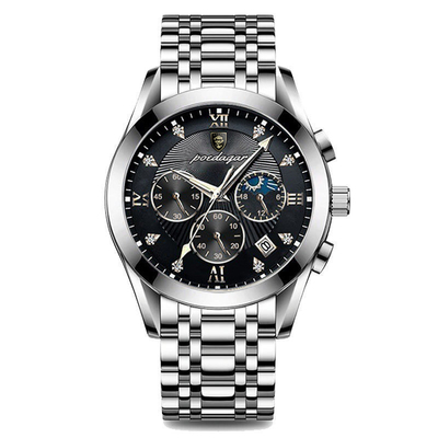 Edelstahl-Quarz-Armbanduhr mit 43 mm Gehäuse Durchmesser und Quarz-Bewegung