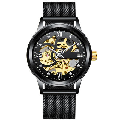 Transparentes Diamond Mechanical Watch-Licht-Luxusgeschäfts-Legierungs-Mann-Uhren