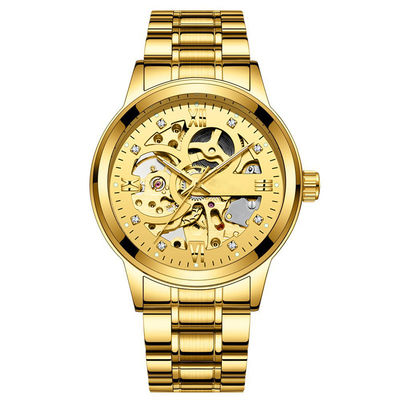 Transparentes Diamond Mechanical Watch-Licht-Luxusgeschäfts-Legierungs-Mann-Uhren