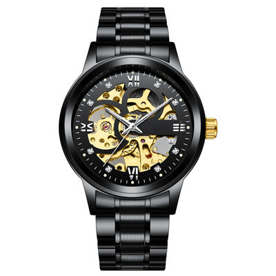 Transparentes Diamond Mechanical Watch-Licht-Luxusgeschäfts-Legierungs-Mann-Uhren