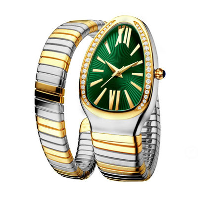 Serpentine Female Chain Wrist Watches, ODM-Quarz Movt echter Diamond Watch